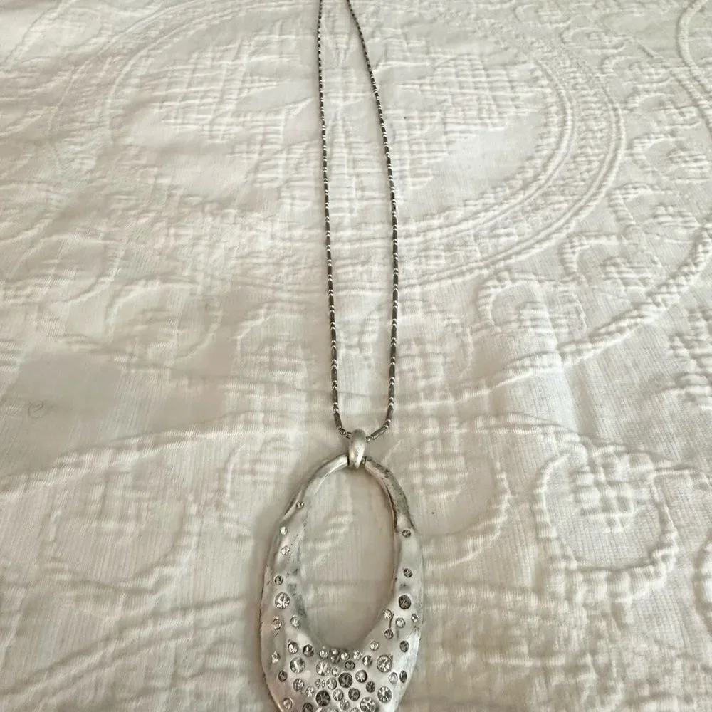 Silver Plated Long Necklace With Pendant